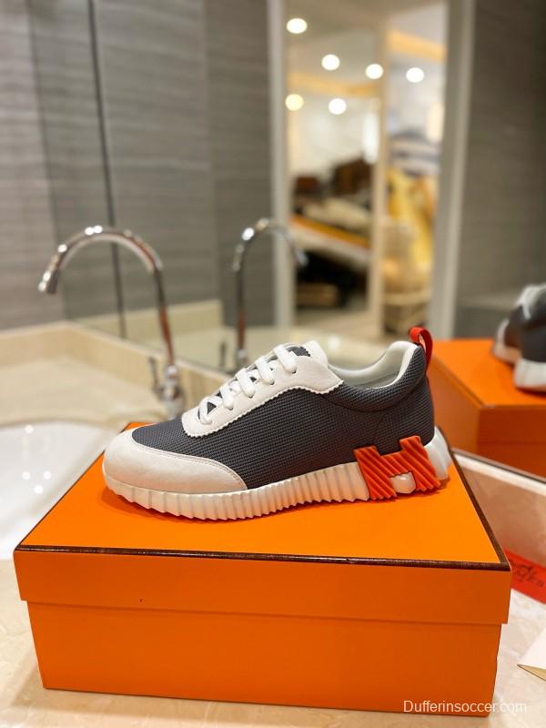 2024 Unisex Hermès Black White Imported Silk Sheepskin Imported Suede Casual Sneakers MJ00320
