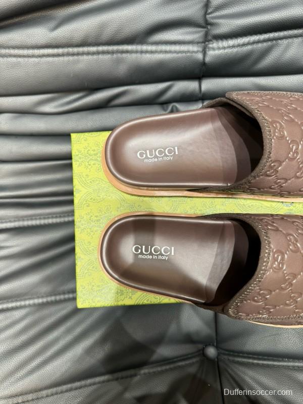 2024 Slippers Gucci Brown Leather Slippers MJ00200