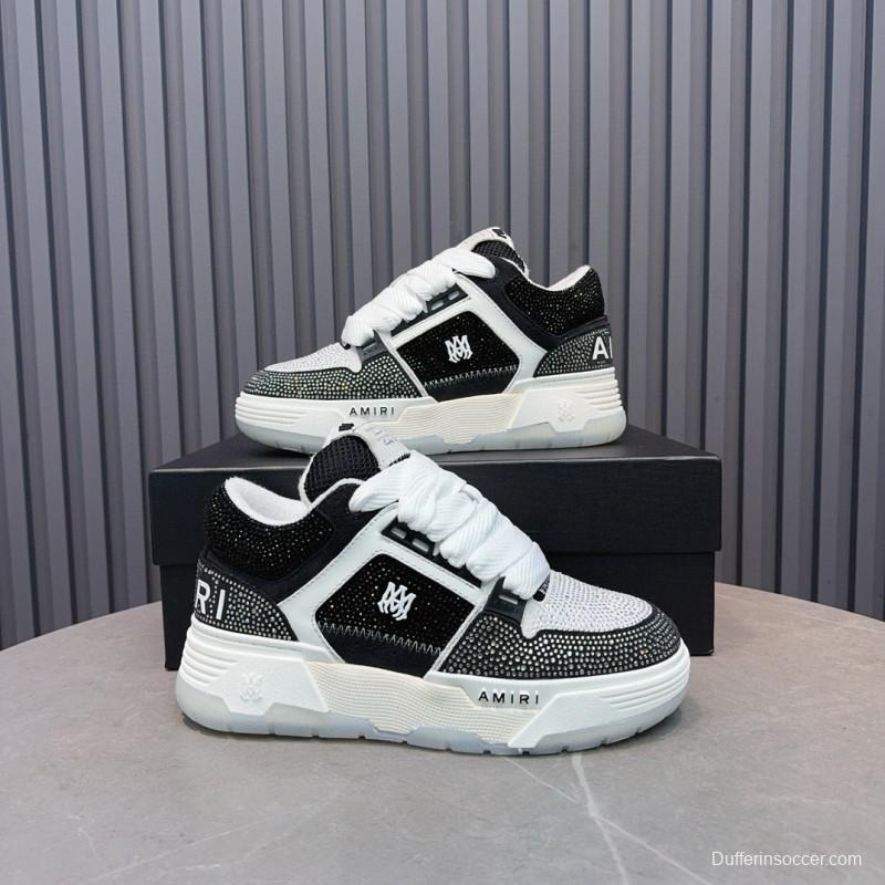 2024 Unisex Amiri Black White Mesh Leather Sneakers MJ00410