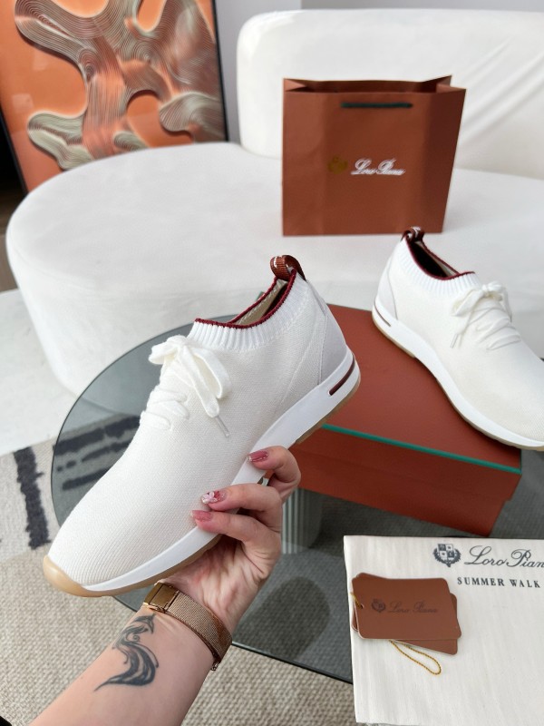 2024 Men Le Parmentier White Wool Blend Knit Sneakers MJ00330
