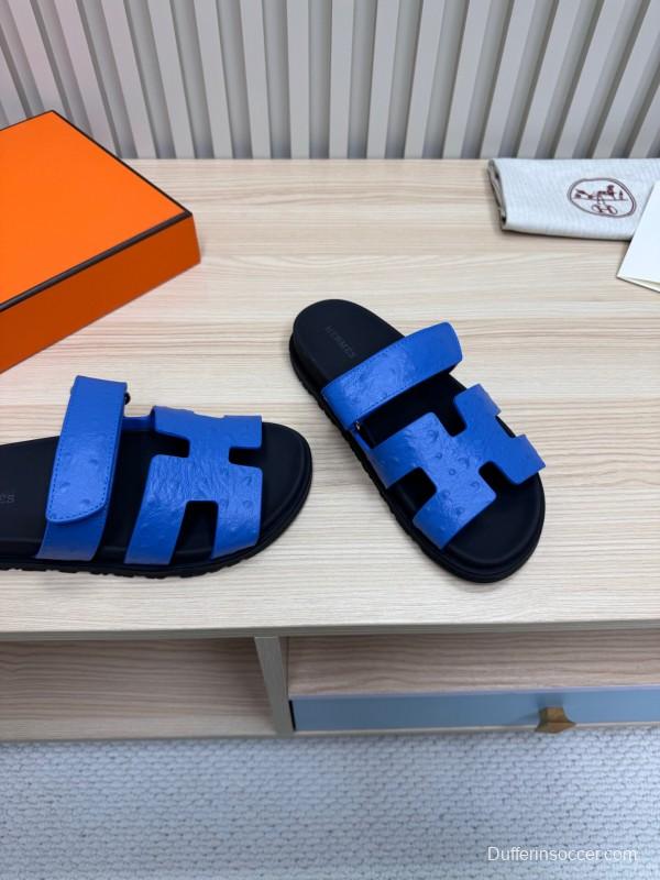 2025 Slippers Hermès Blue Leather Slippers