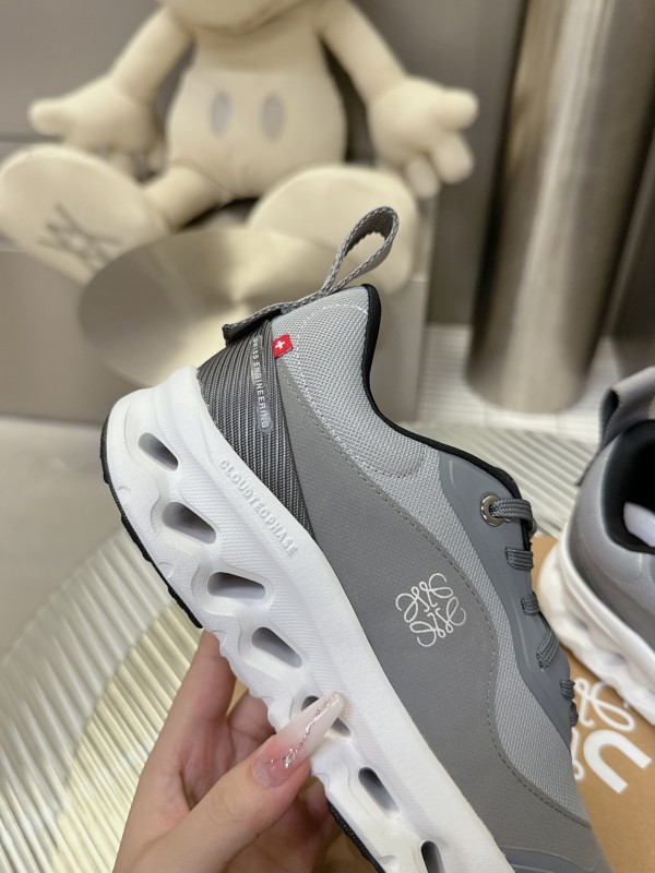 2025 Women Loewe Grey Mesh Leather Sneakers CloudTec Phase