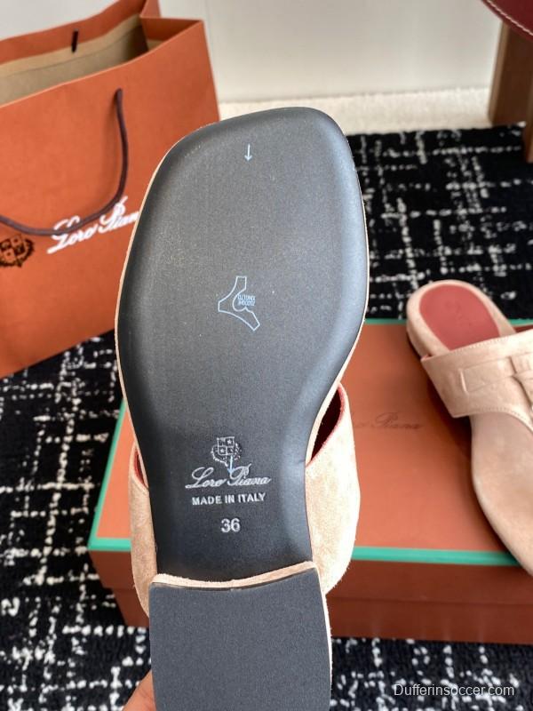 2025 Women Le Parmentier Beige Suede Thong Sandals KFY00280