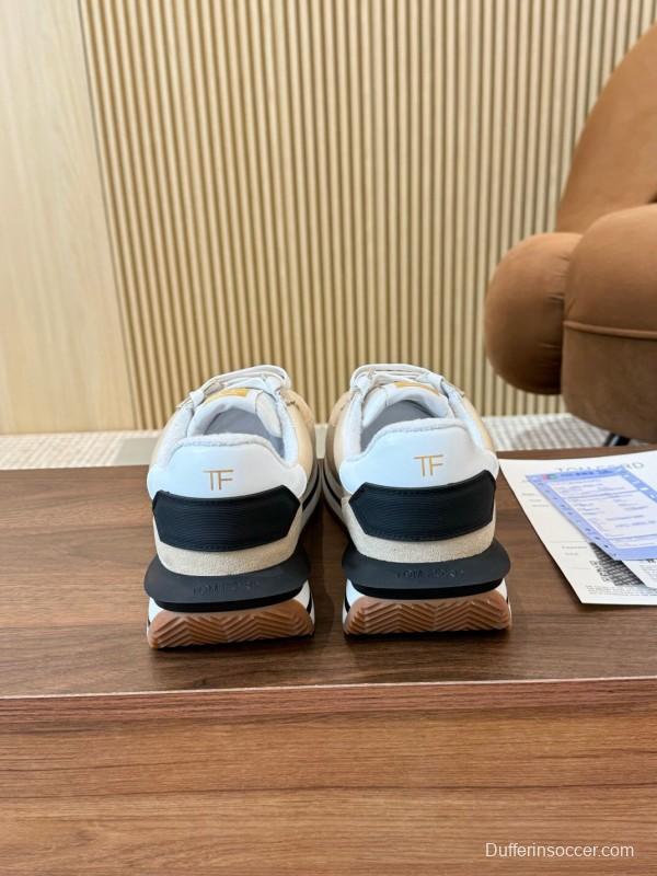 2025 Unisex TOM FORD Beige White Black Suede Leather Sneakers LY00360(F)/LY00370(M)