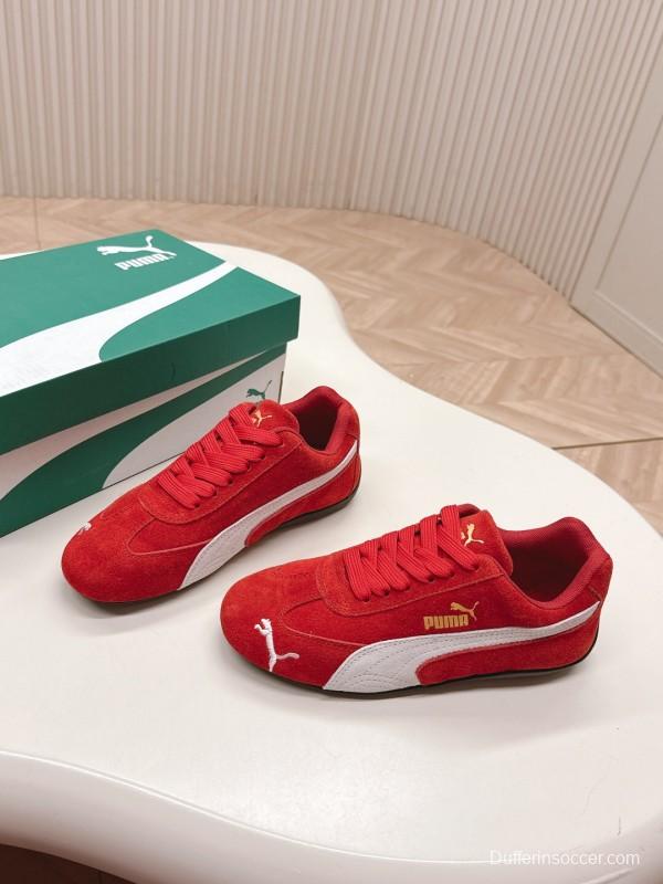 2025 Women Puma Red White Suede Sneakers LY00280