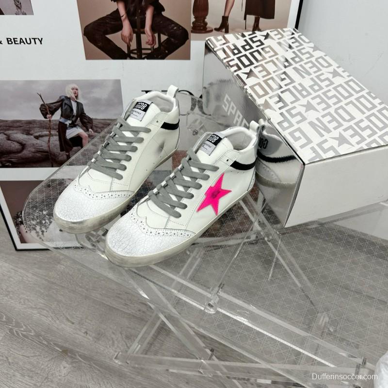 2024 Unisex GGDB White Pink Leather High Top Sneakers MJ00300