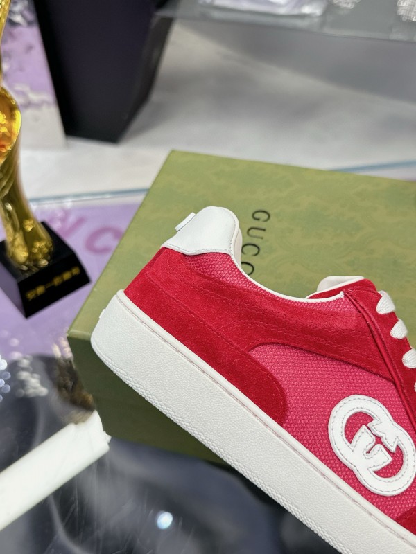 2024 Unisex Gucci Red White Leather Suede Sneakers MJ00310