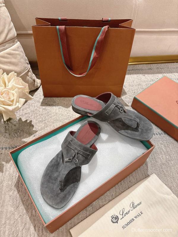 2025 LP Gray Suede Slippers Ly00250