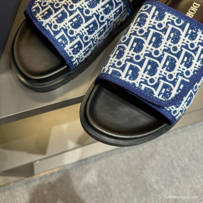 2024 DIOR navy white canvas slippers MJ00180