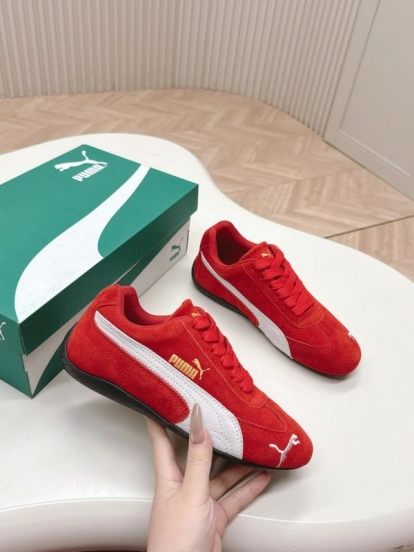 2025 Women Puma Red White Suede Sneakers LY00280