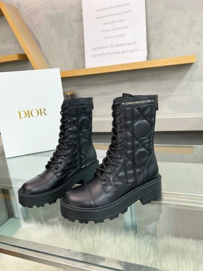 2024 Women Dior black leather boots MJ00430