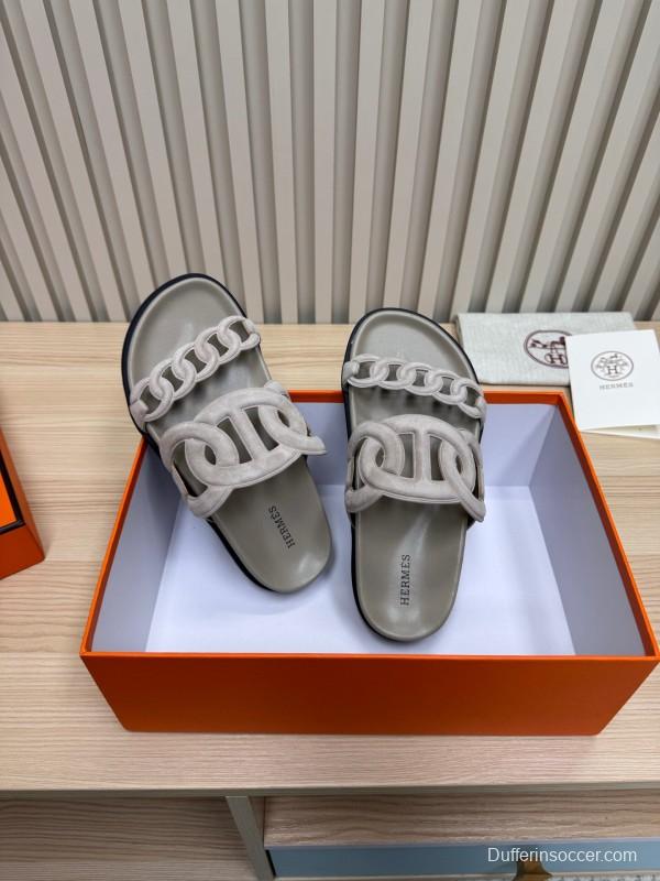 2025 Slippers Hermès Grey Suede Slippers