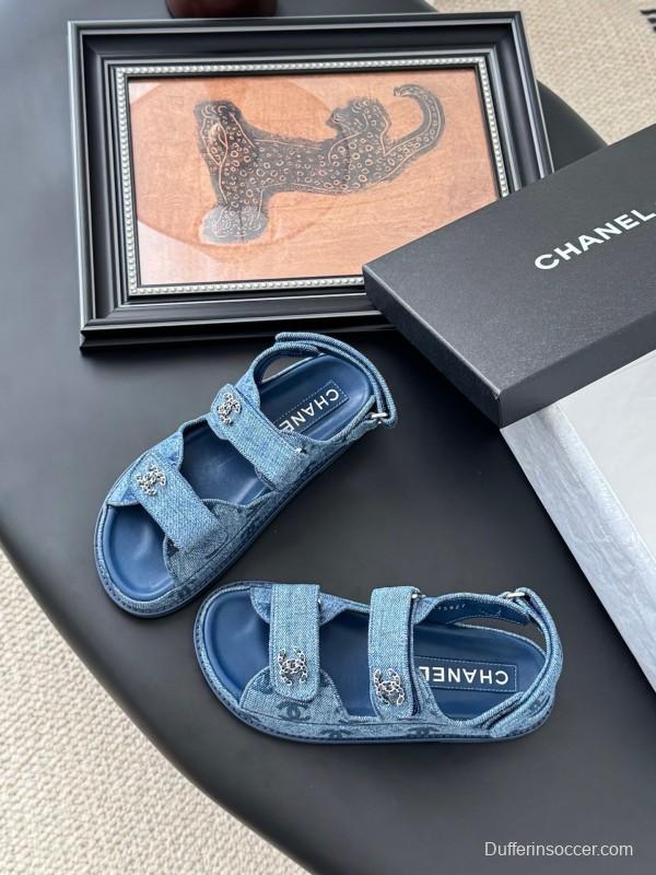 2025 Women Chanel Blue Denim Sandals LY00320