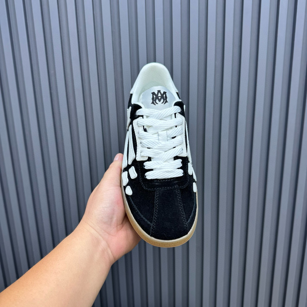 2024 Unisex Amiri Black White Suede Leather Sneakers MJ00300