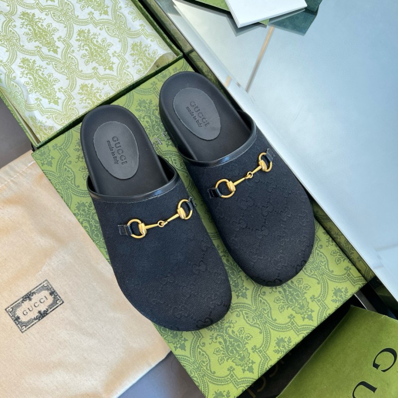 2024 Slippers Gucci Black Leather Slippers MJ00280