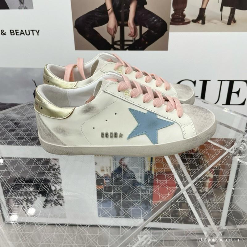 2025 Women GGDB White Blue Pink Leather Suede Sneakers