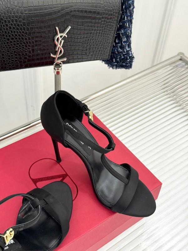 2025 Women Dolce & Gabbana Black Satin High Heels