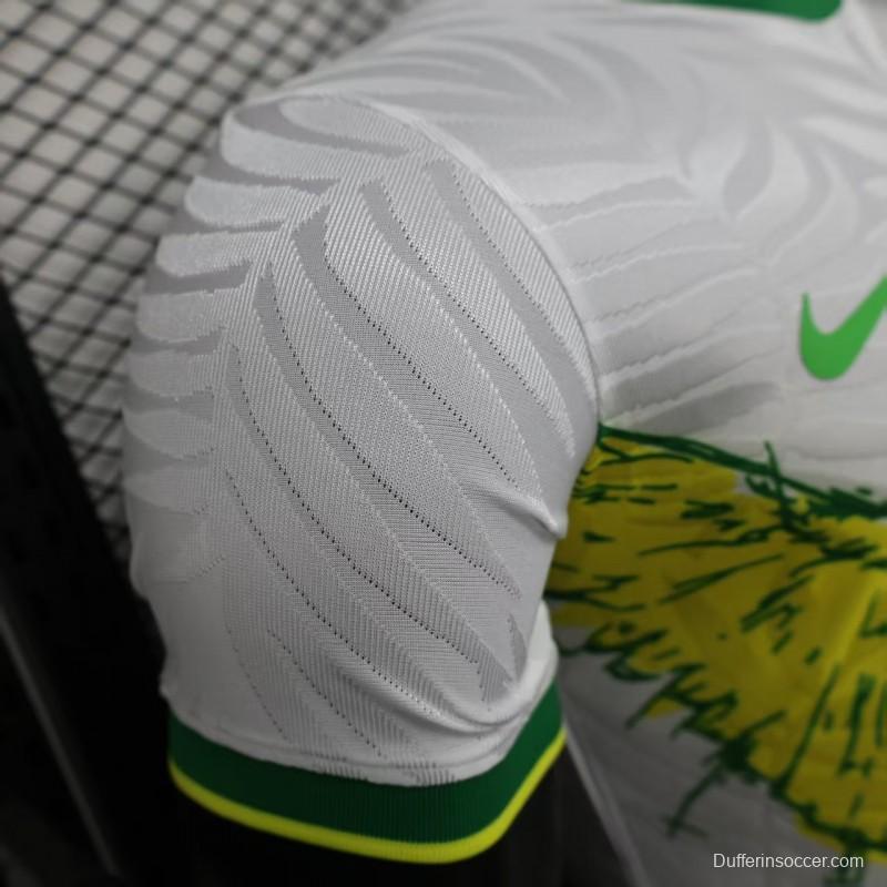 Player Version 2025 Brazil White with Rooster Print Jersey