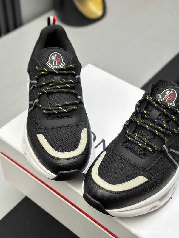 2025 Unisex Moncler Black Nylon Rubber Outdoor Sneakers AS00390