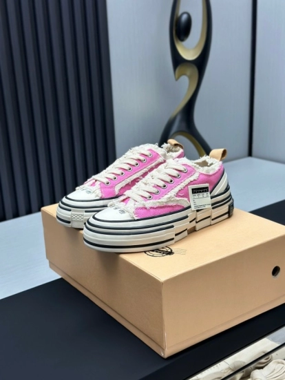 2025 Unisex XVESSEL Pink White Canvas Plimsolls Vulcanized AS00240