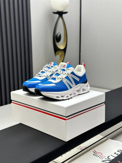 2025 Unisex Moncler Blue White Nylon Mesh Trailgrip GTX Outdoor Sneakers AS00390