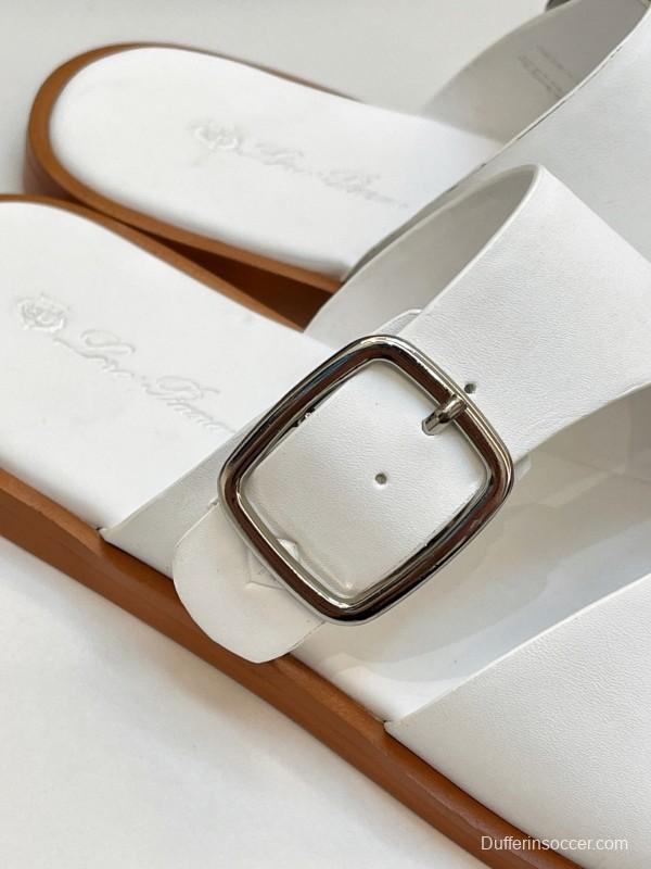 2025 Men Loro Piana White Leather Slippers AS00250