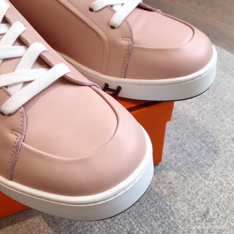 2025 Women Hermès Pink Leather Sneakers AS00380