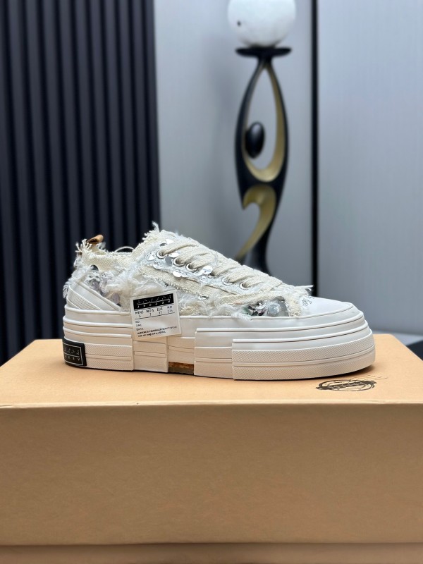 2025 Unisex XVESSEL White Canvas Plimsolls Vulcanized AS00260