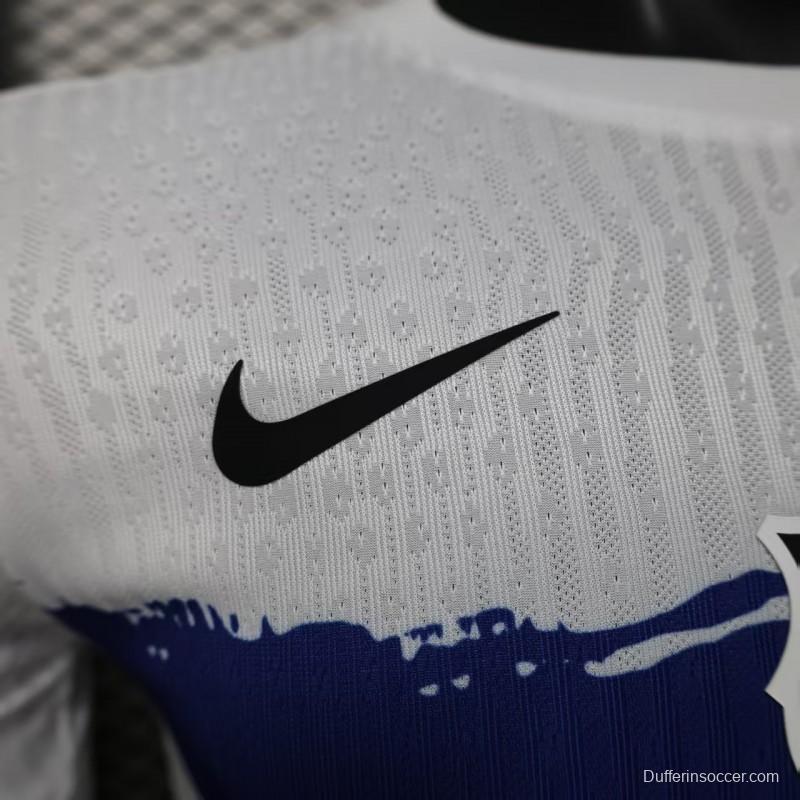Player Version 25/26 Barcelona White with Blue and Red Brush Stroke Jersey