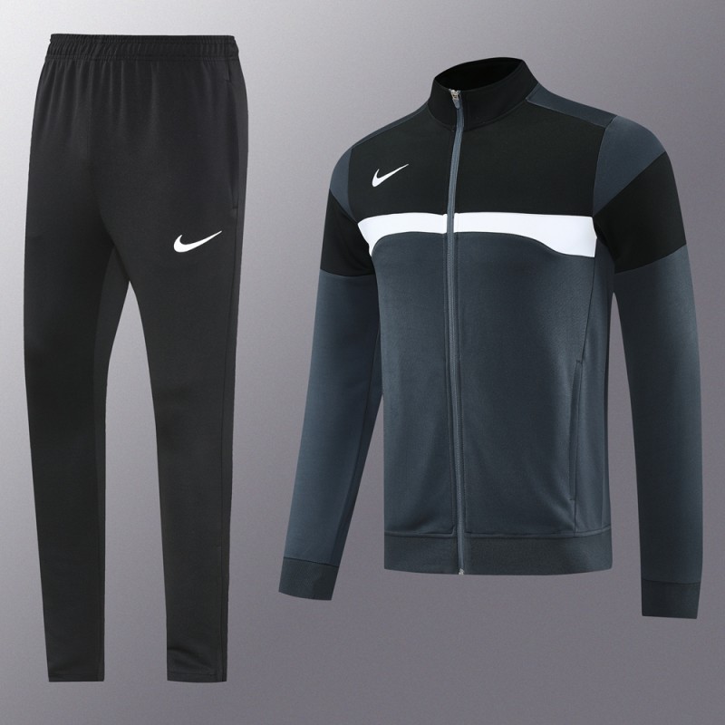 2025 Nike Black/Deep Grey Full Hoodie Zipper Jacket +Long Pants