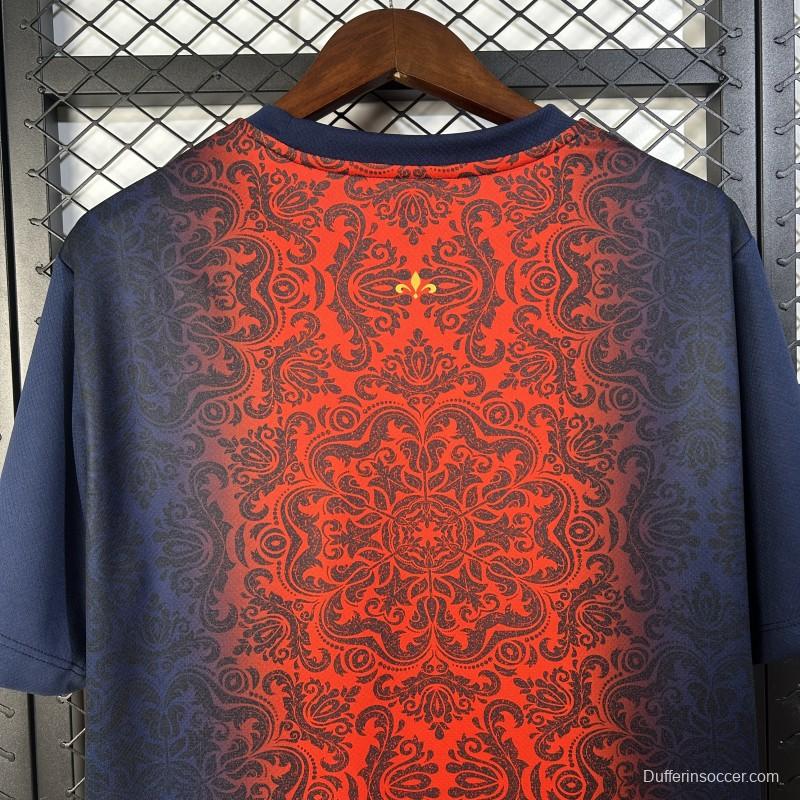 25/26 PSG  Paris Saint-Germain Navy with Red Ornate Pattern Jersey