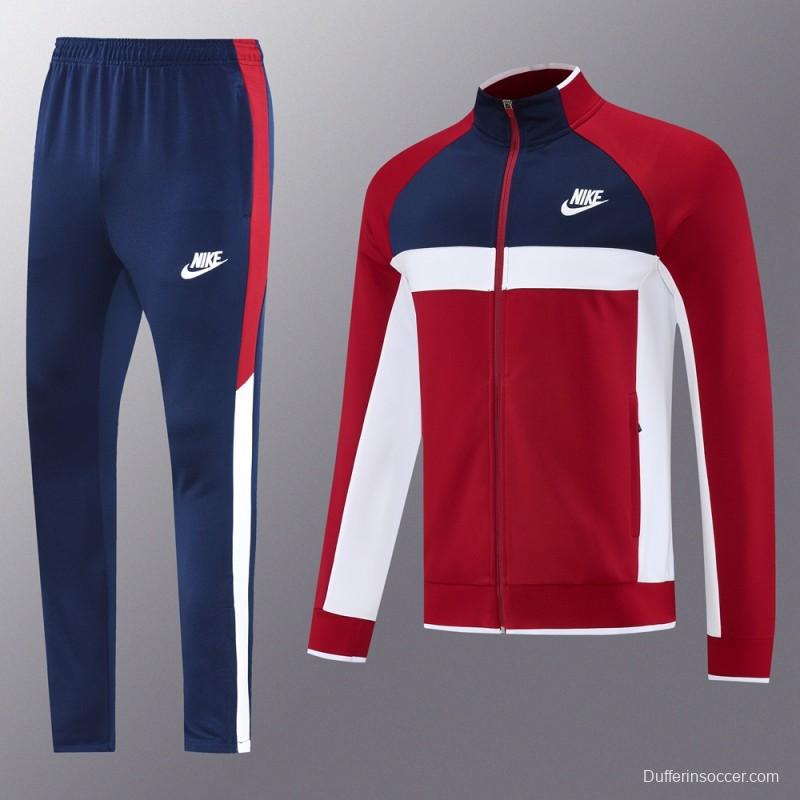 2025 Nike Navy/Red Full Hoodie Zipper Jacket +Long Pants