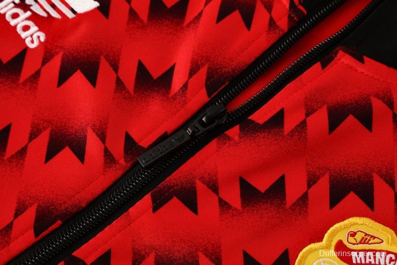 25/26 Manchester United Red/Black Full Zipper Jacket +Long Pants