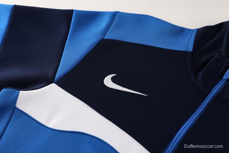 2025 Nike Blue/Black Full Hoodie Zipper Jacket +Long Pants