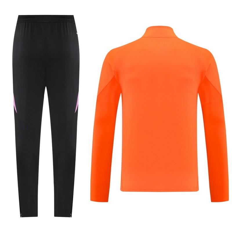 2025 Adidas Orange & Black with Leopard Print Pattern Half Zipper Jacket +Long Pants