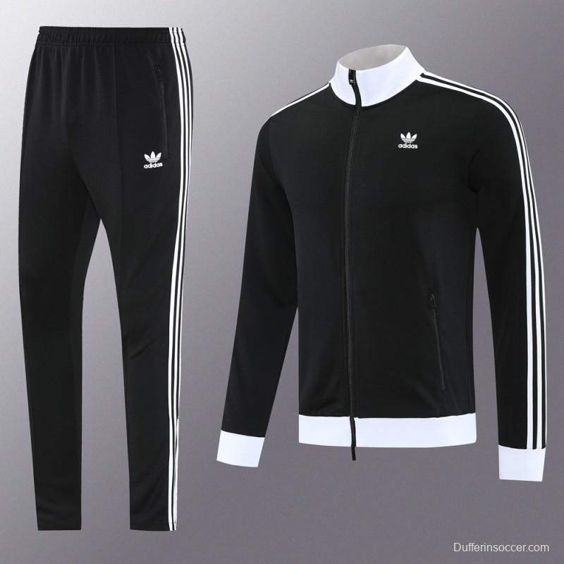 2025 Adidas Original Black Full Hoodie Zipper Jacket +Long Pants