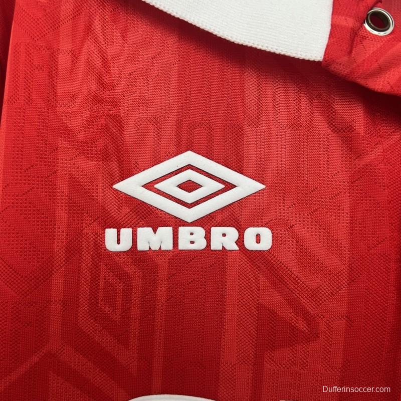 92/94 Retro Long Sleeve Manchester United Home Jersey
