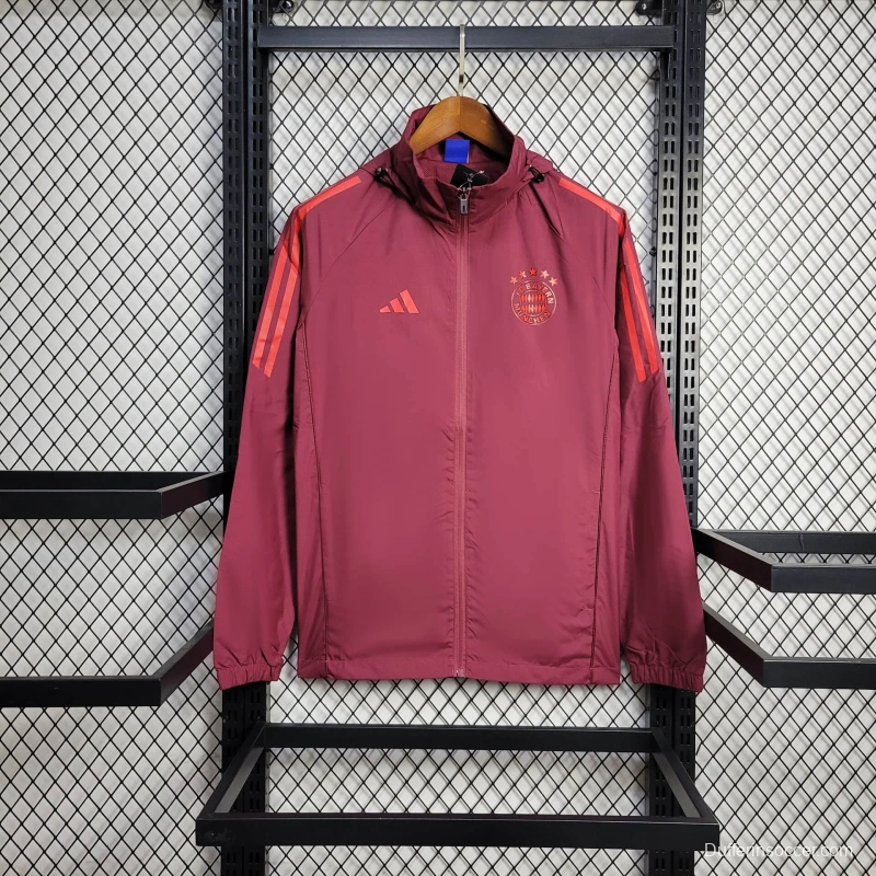 25/26 Bayern Munich Jacket Wine Windbreaker