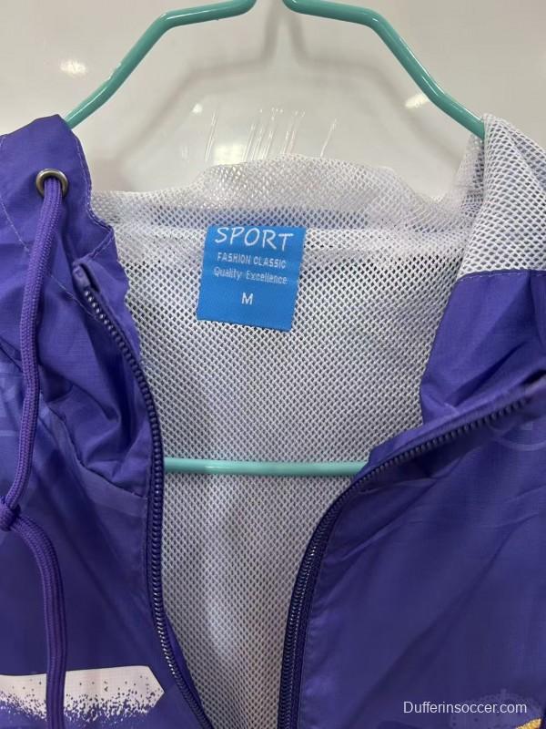 25/26 Real Madrid Purple with White Spray Pattern Windbreaker