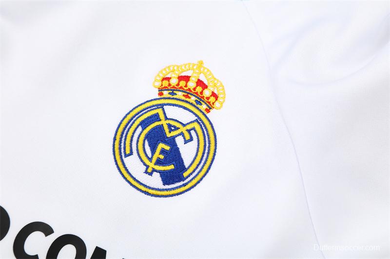 Retro 09/10 Real Madrid White Half Zipper Jacket+Long Pants