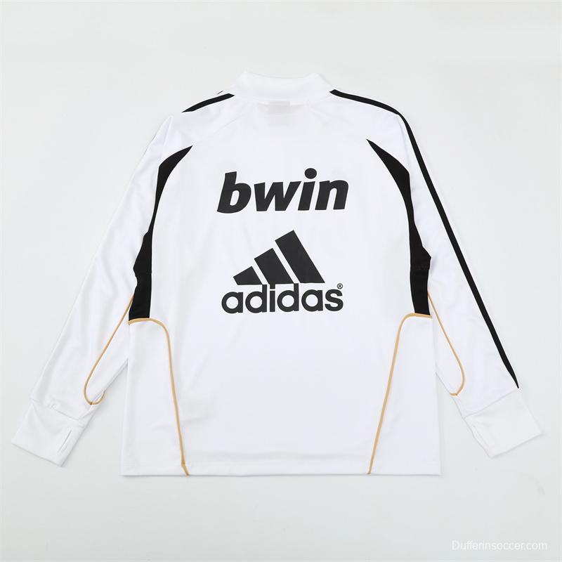Retro 11/12 Real Madrid White Half Zipper Jacket+Long Pants