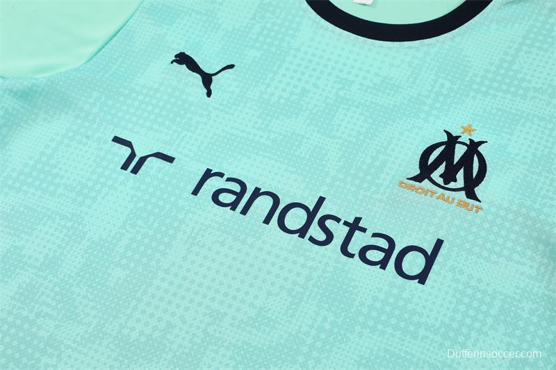 25/26 Olympique de Marseille Lake Blue Camouflage with XS Short Sleeve+Soccer Shorts