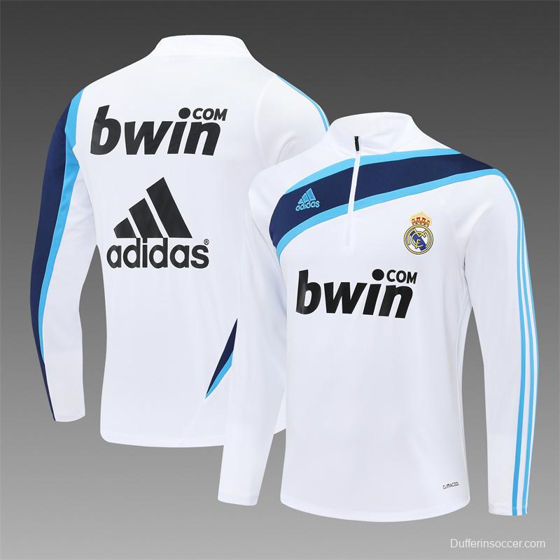 Retro 09/10 Real Madrid White Half Zipper Jacket+Long Pants