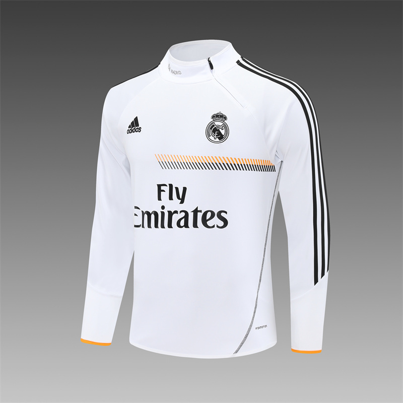 Retro 13/14 Real Madrid White Half Zipper Jacket