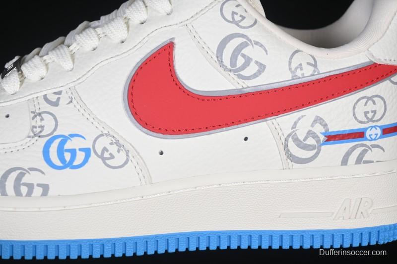 Nike Air Force 1'07 Low Gucci Collaboration White Red Blue Low-Top Casual Sneakers - SC0601-572