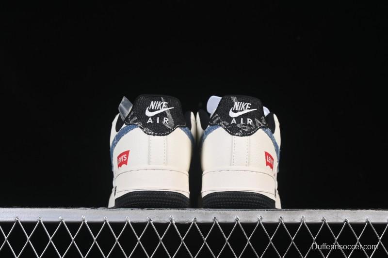 Nike Air Force 1 '07 Low Levi's Collaboration Light Blue Denim Four Swoosh Casual Sneakers - QW5606-261