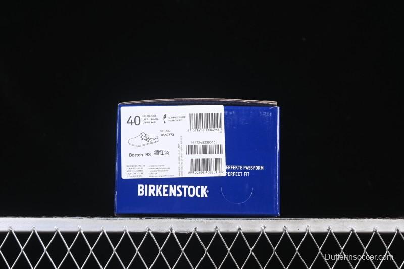 Birkenstock Sandals Series with Soft Leather Upper and Cork Rubber Midsole - Red Wine