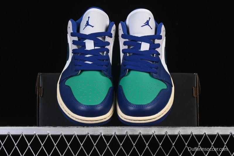 Nike Air Jordan 1 Low AJ1 Blue Green Colorway Low-Top Casual Skate Shoes - 553558-147