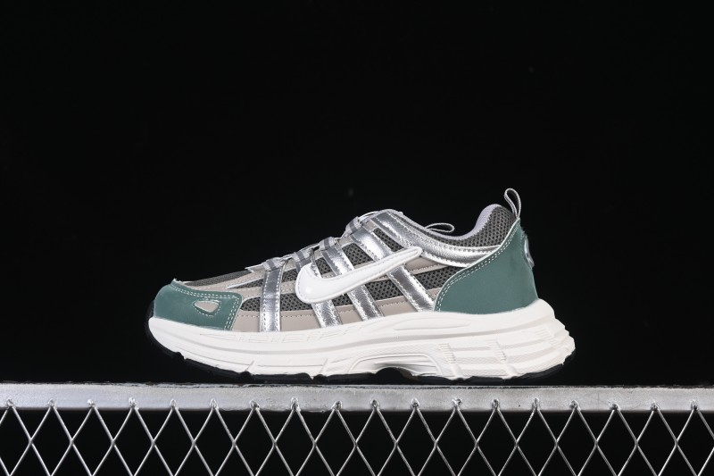 Nike P-6000 Retro Casual Sports Kids Shoes - Gray Green White Swoosh