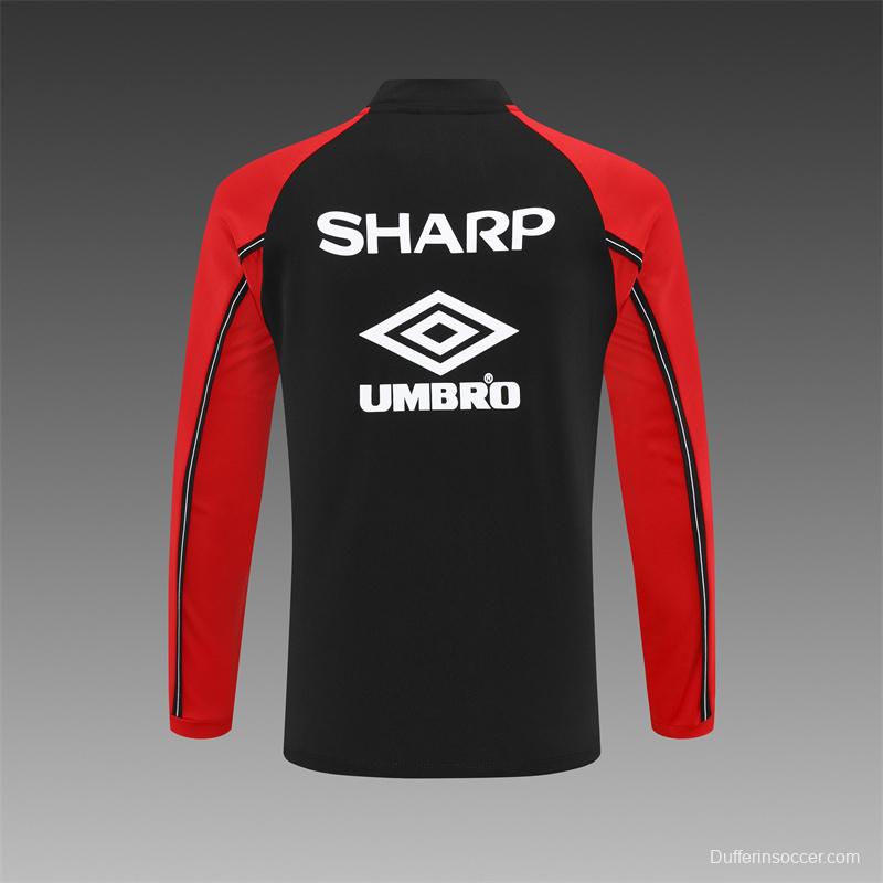 Retro 98/99 Manchester United Black Half Zipper Jacket